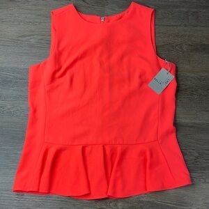 NWT Belle Sky Neon Electric Coral Sleeveless Blouse,  size small